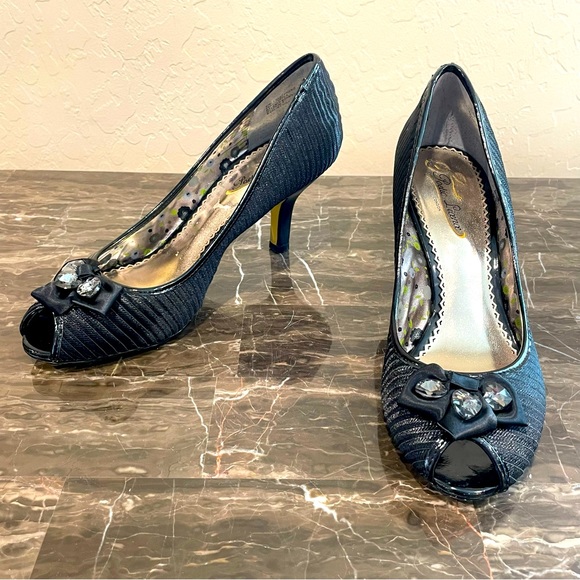 Poetic License Embellished Satin Peep Toe Pumps - Picture 10 of 10